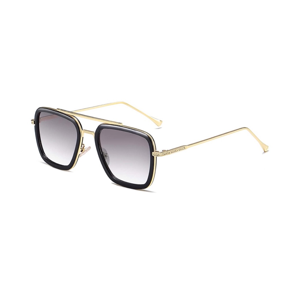 Oversized Square Black and Gold Smoke Lens Sunnies - Picture 2 of 4